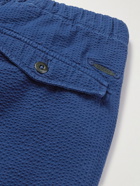 Incotex - Slim-Fit Cotton-Blend Seersucker Trousers - Blue