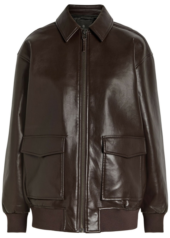 Photo: Anine Bing Kelanie Leather-blend Jacket Dark Brown