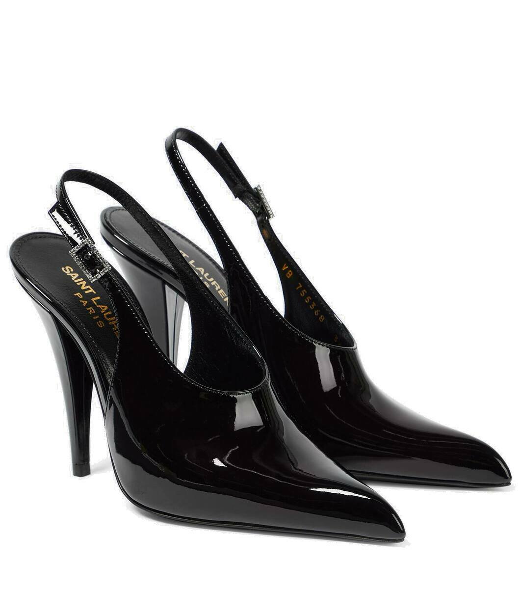 シューズ・サンダルその他 SAINT LAURENT Miller 110 patent leather slingback Miller 110 leather wedges in black - Saint Laurent | Mytheresa