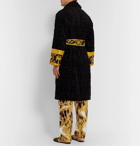 Versace - Printed Satin-Trimmed Logo-Jacquard Cotton-Terry Robe - Black