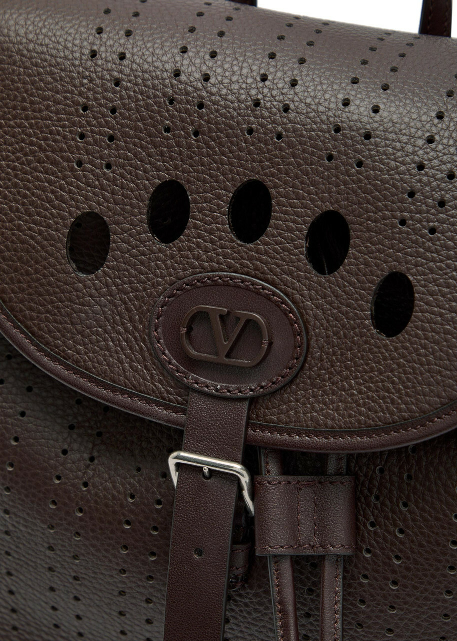 Valentino Garavani Antibes Perforated Leather Backpack - Brown - One Size