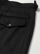 BODE - Straight-Leg Embellished Linen Trousers - Black