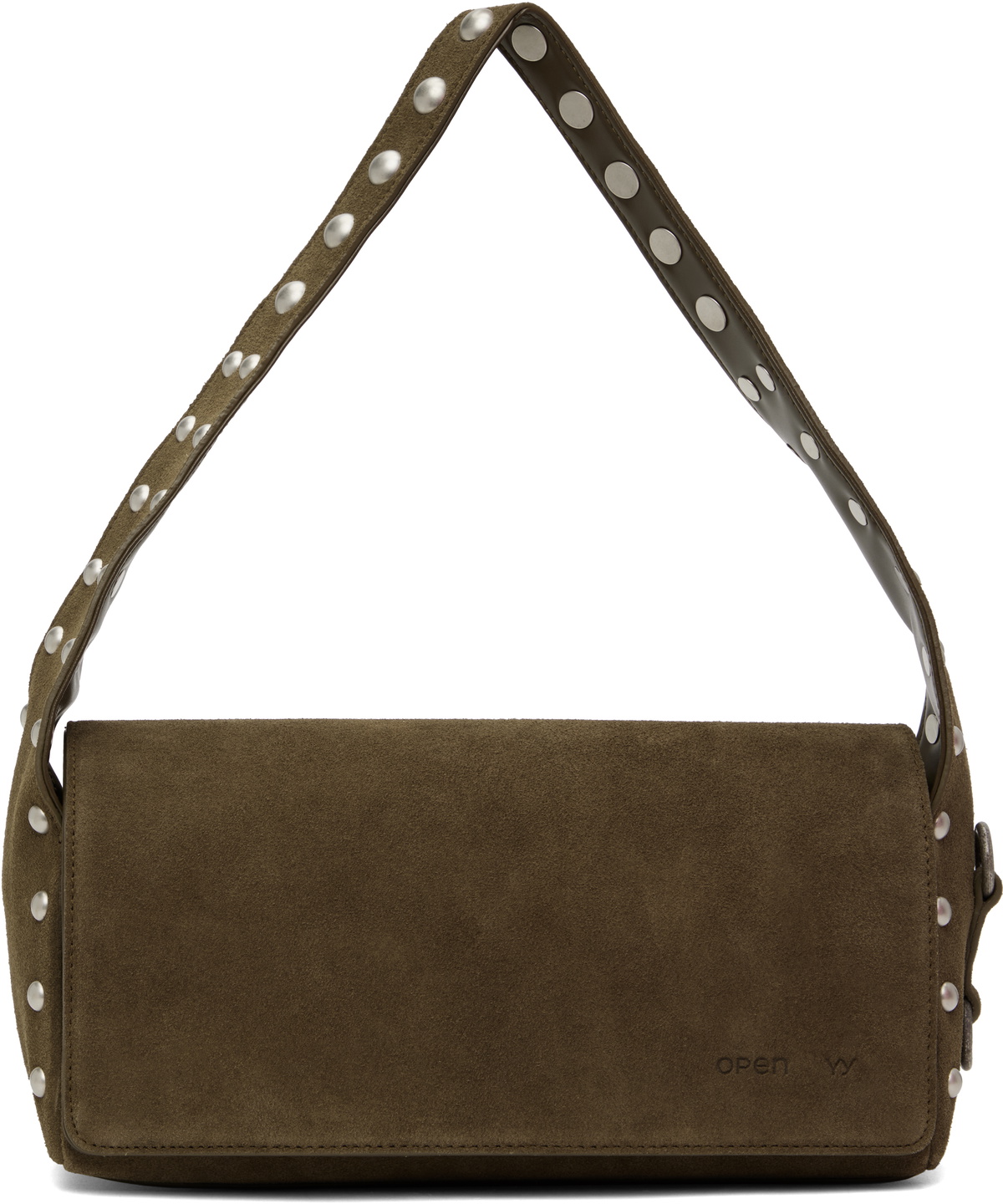 OPEN YY Brown Suede Stud Duffle Bag