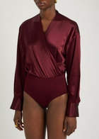 Esse Studios Illi Wrap-effect Silk Bodysuit Burgundy