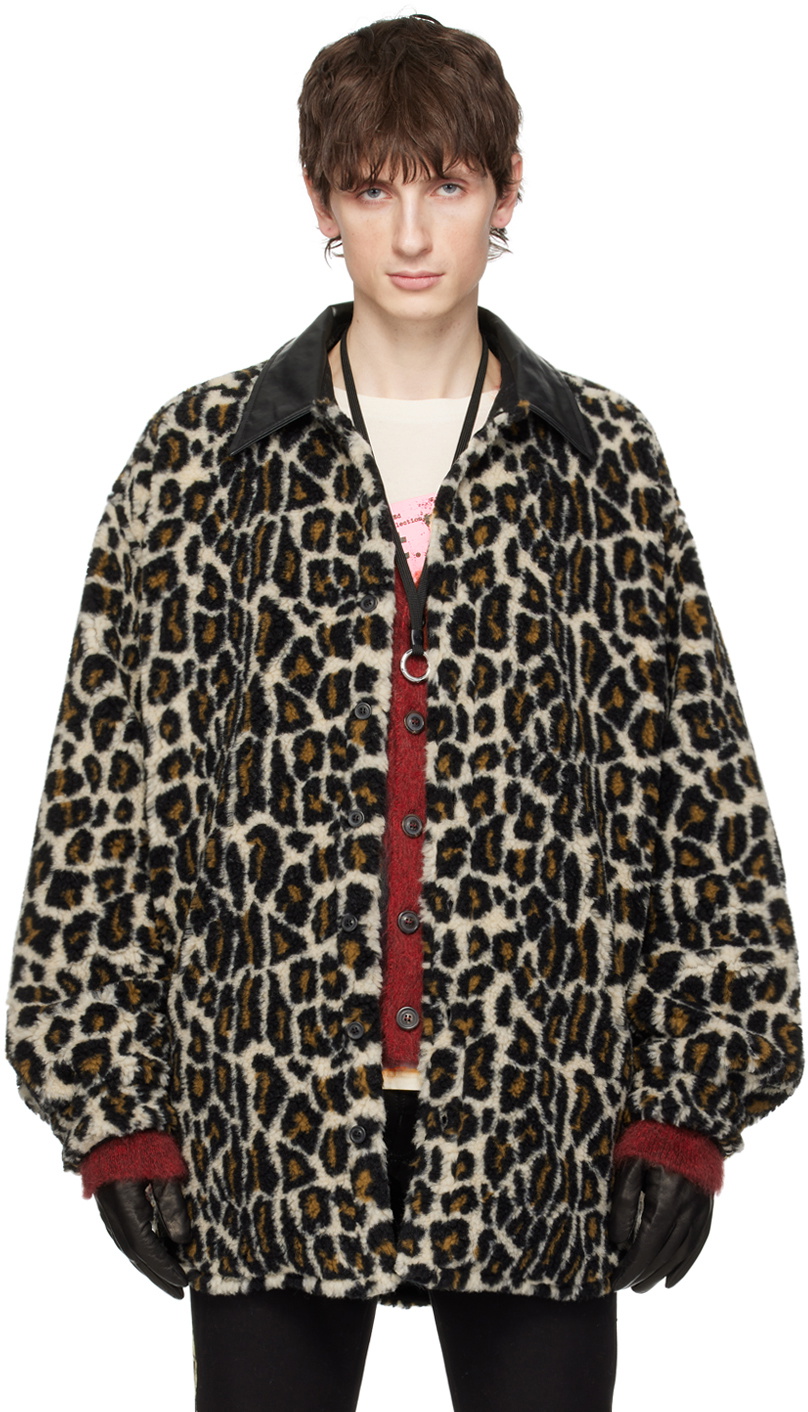 Maison Margiela Black & Beige Leopard Print Jacket Maison