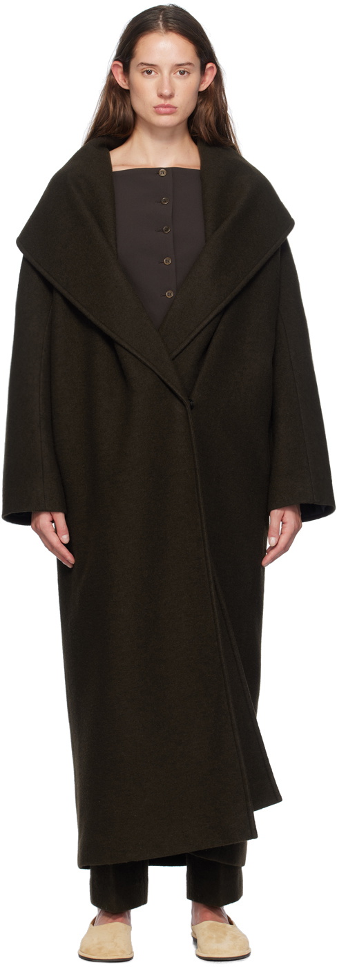 GIA STUDIOS Brown Shawl Lapel Coat
