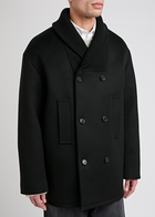 Loewe Womens Black Double-breasted Wool Peacoat S