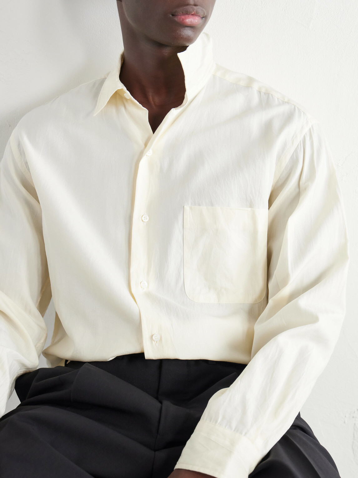 Kaptain Sunshine - Cotton and Silk-Blend Twill Shirt - Neutrals
