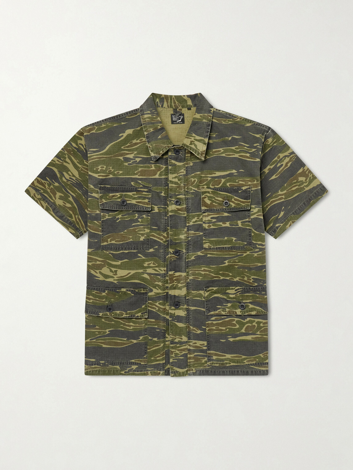 OrSlow - Camouflage-Print Cotton-Riptop Shirt - Green