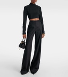 Costarellos Pleated wool-blend wide-leg pants