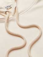 Loewe - Anagram Leather-Trimmed Cotton-Jersey Hoodie - Neutrals