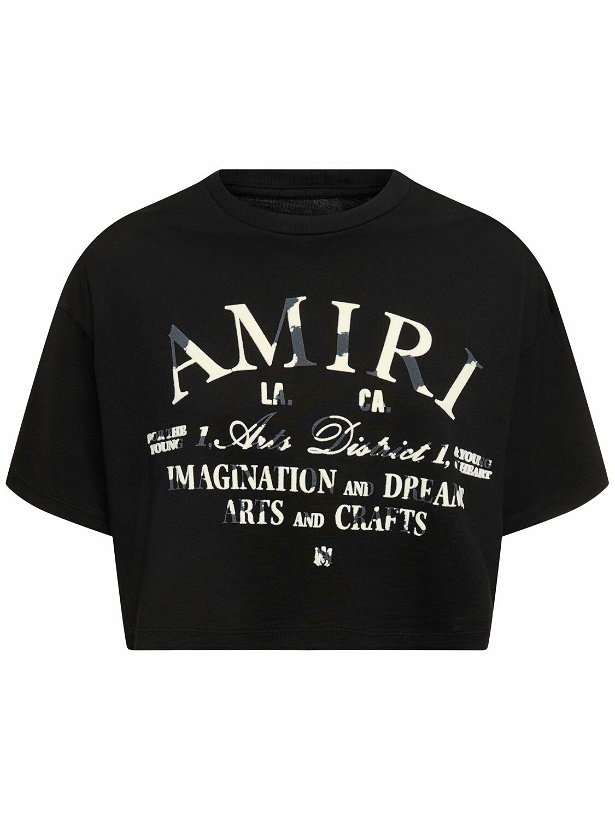 Photo: AMIRI - Logo Print Cotton Jersey Crop T-shirt