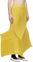 ISSEY MIYAKE Yellow Generic Stripes Machine Pleats Midi Skirt