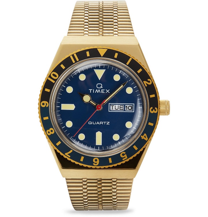 Photo: Timex - Q Timex Reissue 38mm Gold-Tone Stainless Steel Watch - Blue