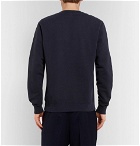 Sandro - Satin-Appliquéd Fleece-Back Cotton-Jersey Sweatshirt - Men - Navy