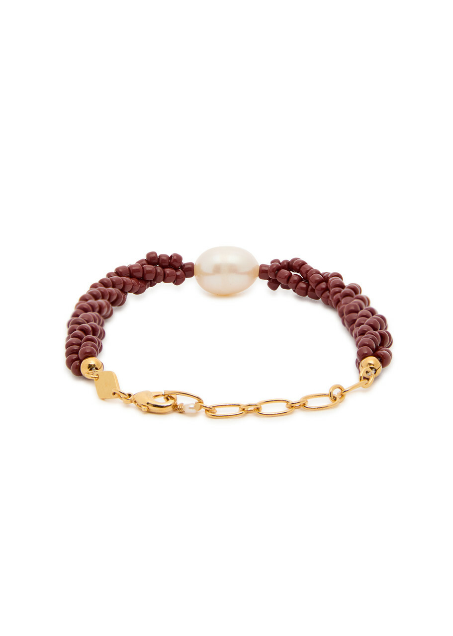 Anni LU Rodeo Beaded 18kt Gold-plated Bracelet - Burgundy - One Size