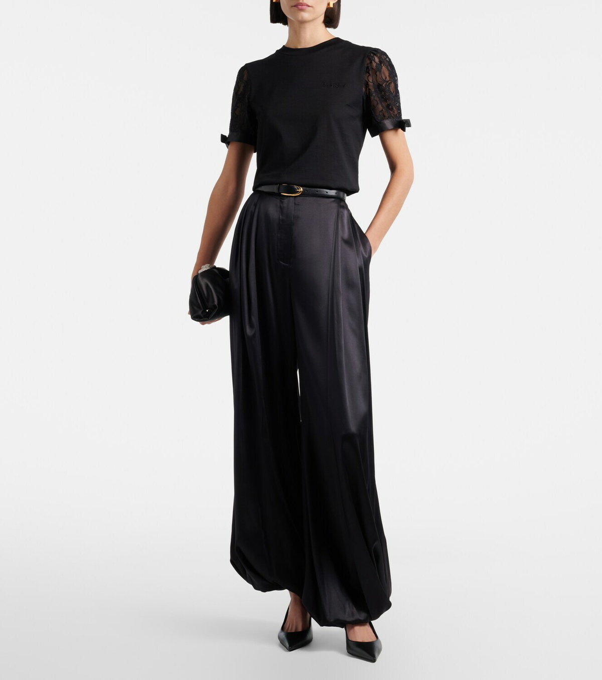 Nina Ricci Lace-trimmed cotton jersey T-shirt