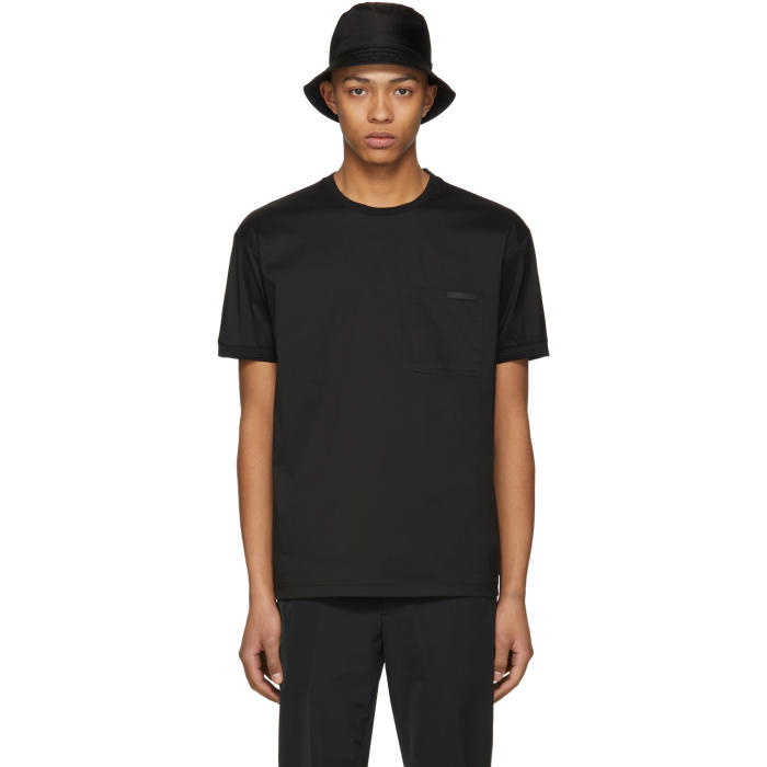 Photo: Prada Black Poplin Tech T-Shirt 