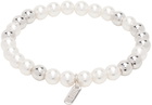 Numbering Silver & White Beads Bracelet