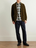 Noah - Straight-Leg Pleated Brushed Organic Cotton-Twill Trousers - Blue