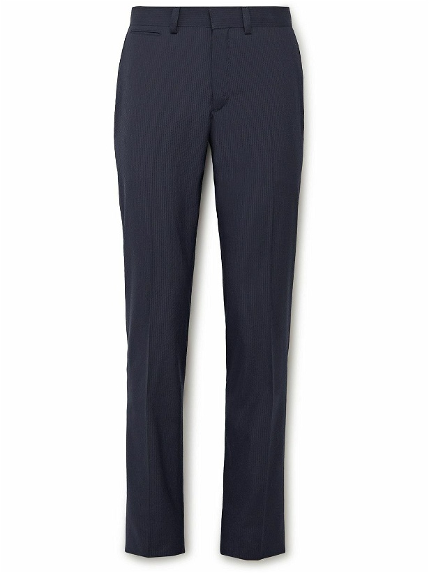 Photo: Brioni - Slim-Fit Silk-Blend Seersucker Suit Trousers - Blue