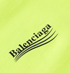 BALENCIAGA - Logo-Print Fleece-Back Cotton-Jersey Hoodie - Yellow