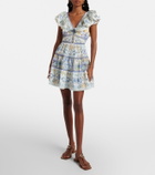 Camilla Embellished floral linen minidress