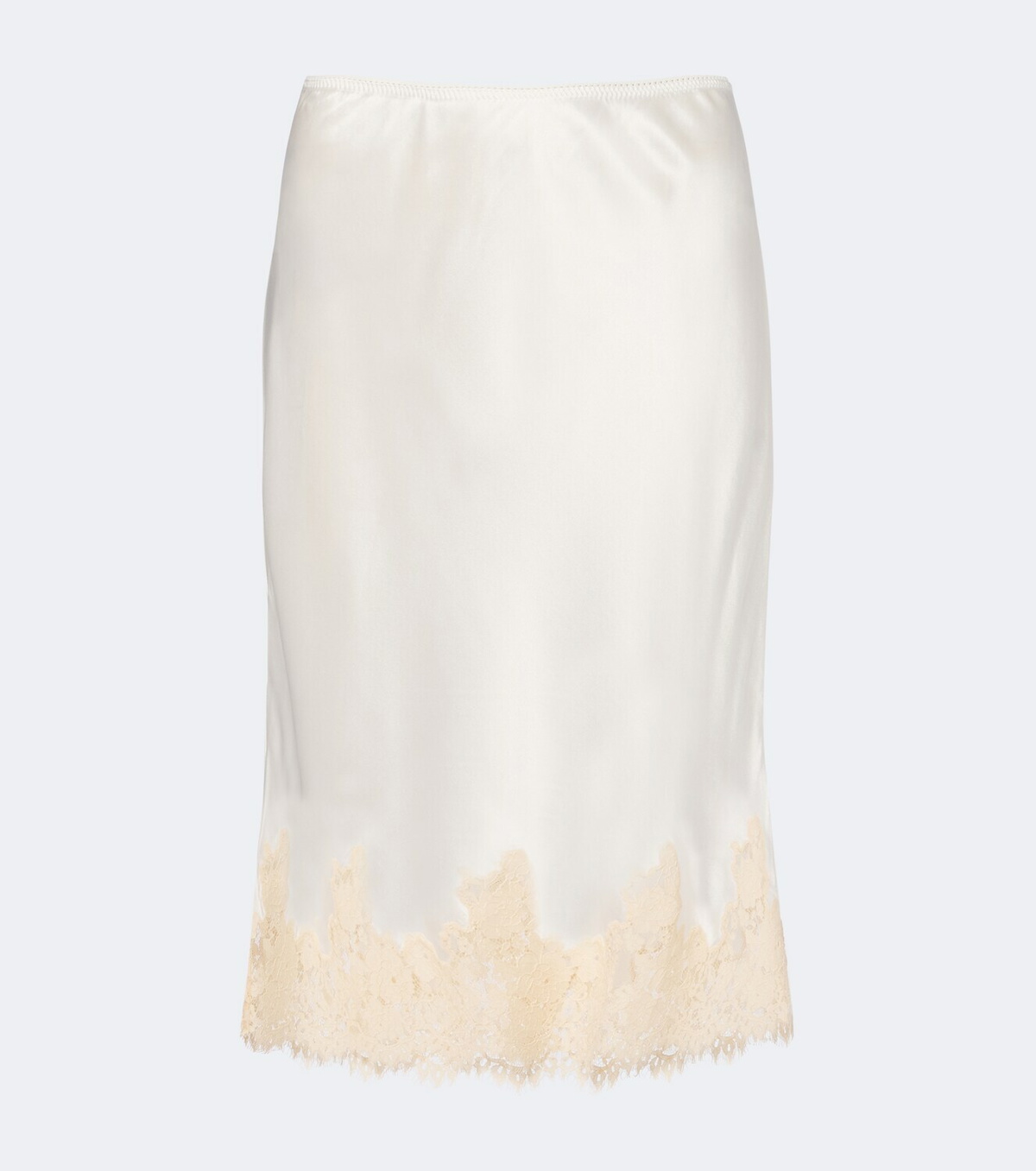 Dôen Elowette lace-trimmed silk satin midi skirt