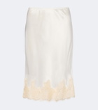 Dôen Elowette lace-trimmed silk satin midi skirt