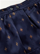 Derek Rose - Brindisi 103 Printed Silk-Satin Boxer Shorts - Blue