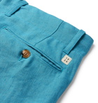 MAN 1924 - Tomi Tapered Linen Drawstring Trousers - Blue