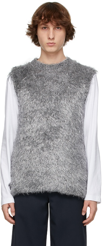 Photo: Comme des Garçons Homme Plus Silver Shag Knit Sleeveless Sweater