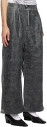 VAQUERA Gray Distressed Leather Pants