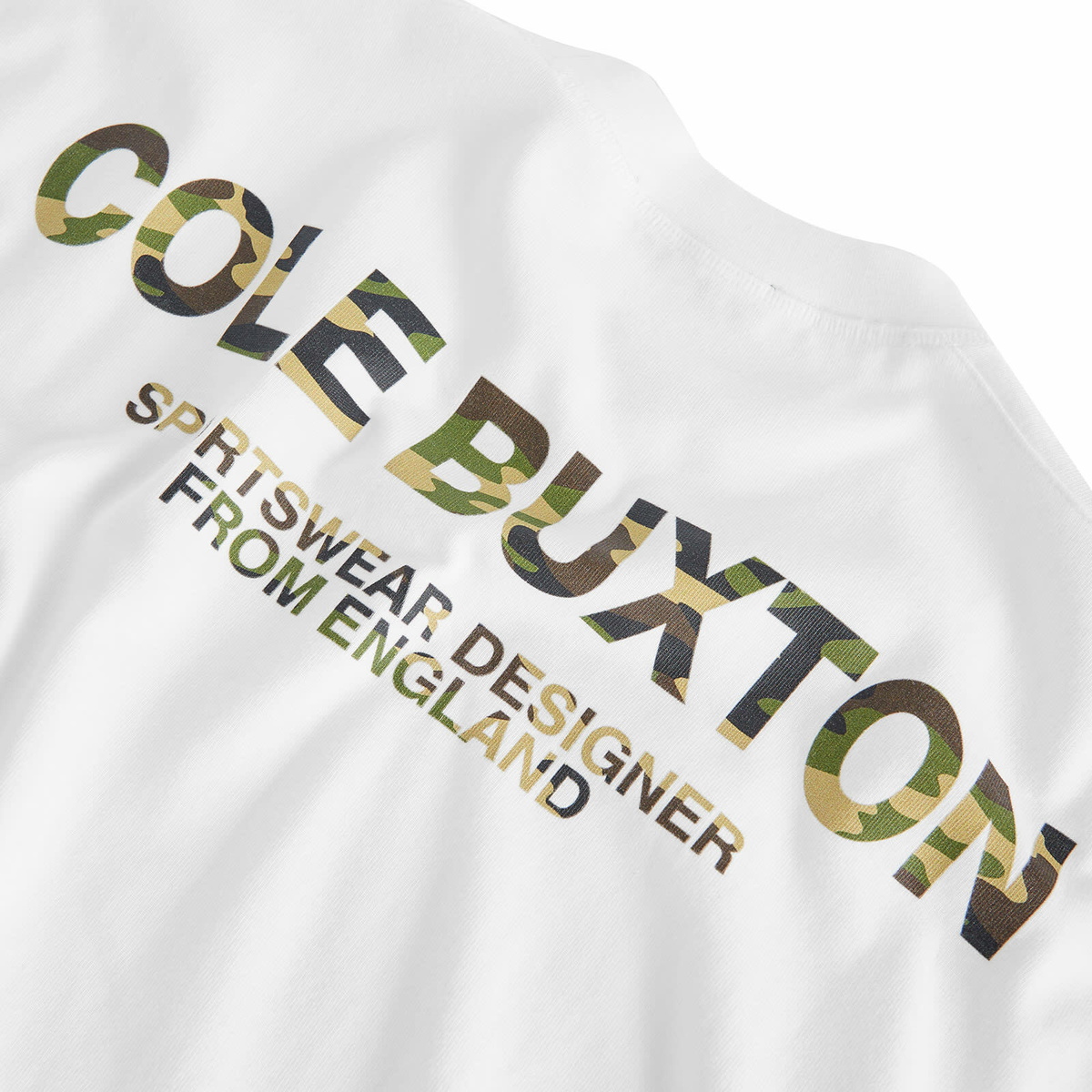 END. x Cole Buxton Camo Sportswear T-Shirt in Vintage White