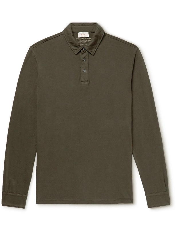 Photo: Altea - Cotton and Cashmere-Blend Jersey Polo Shirt - Green