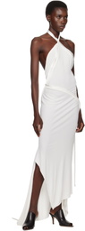 AARON ESH White Asymmetric Halter Maxi Dress