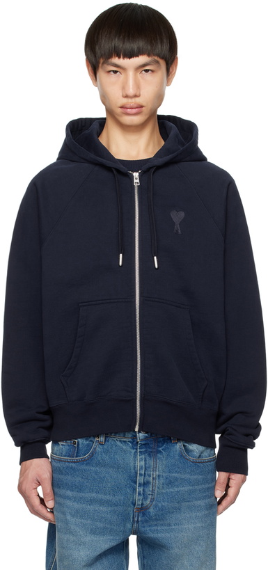 Photo: AMI Paris Navy Ami De Cœur Hoodie