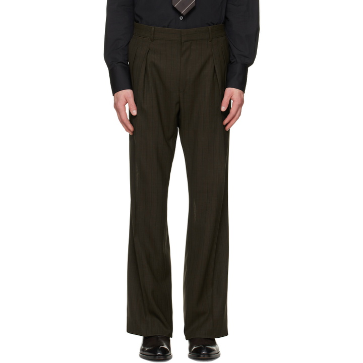 Photo: TOM FORD Brown Light Fresco Stripe Wide Leg Trousers
