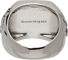 Alexander McQueen Silver & Black Stone Signet Ring