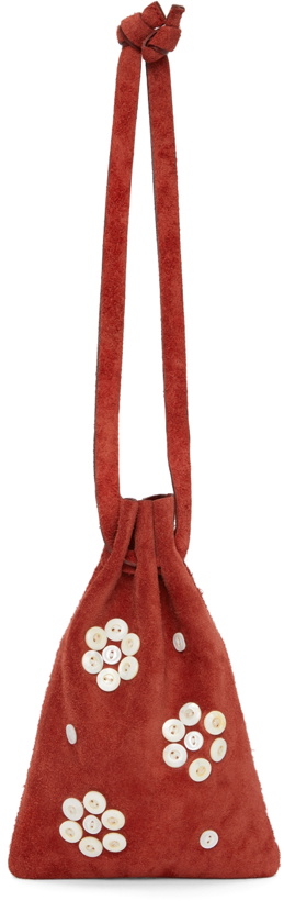 Photo: Bode Red Pearly Flower Cinched Bag