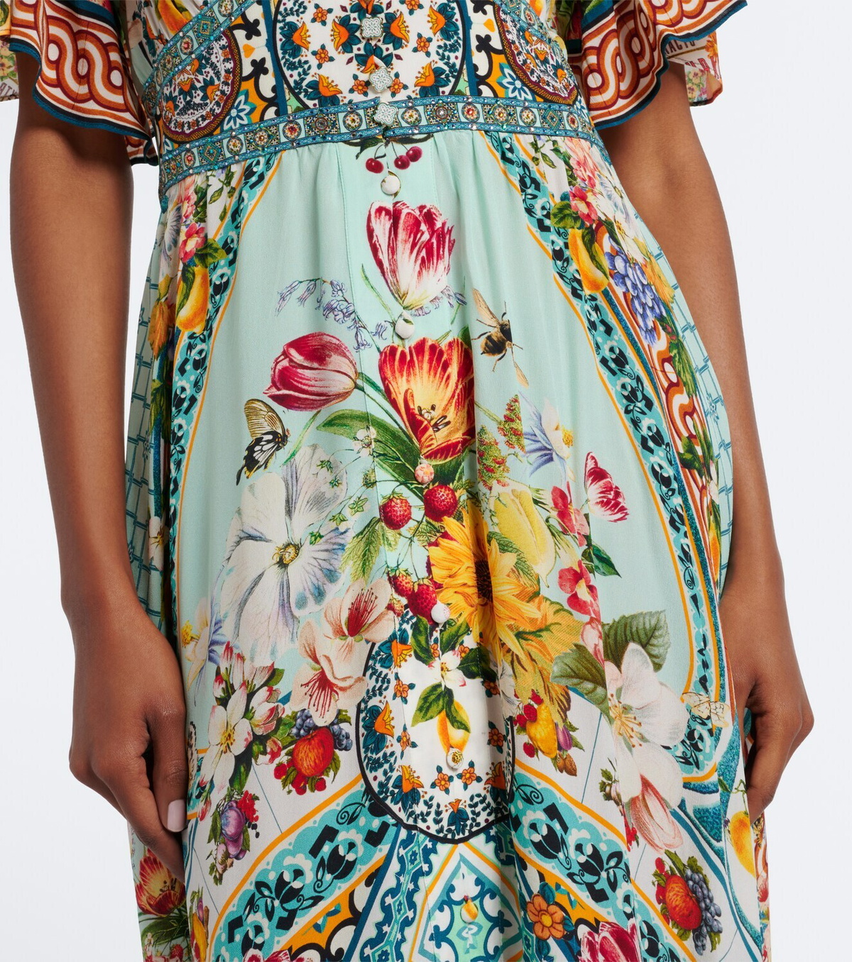 Camilla Embellished floral silk maxi dress