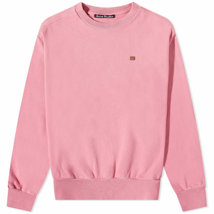 Photo: Acne Studios Fiah Fade Face Crew Sweat in Bubblegum Pink