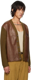 Sunflower Brown Scene Leather Cardigan