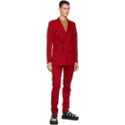 AMI Alexandre Mattiussi Red Wool Cigarette Fit Trousers