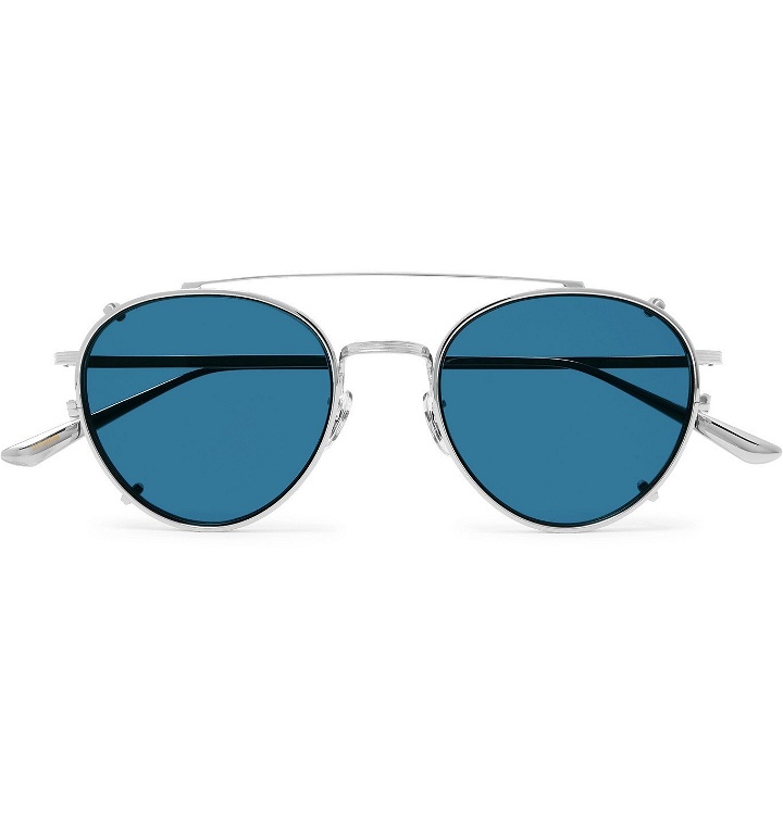Photo: The Row - Oliver Peoples Brownstone 2 Round-Frame Silver-Tone Titanium Sunglasses - Silver