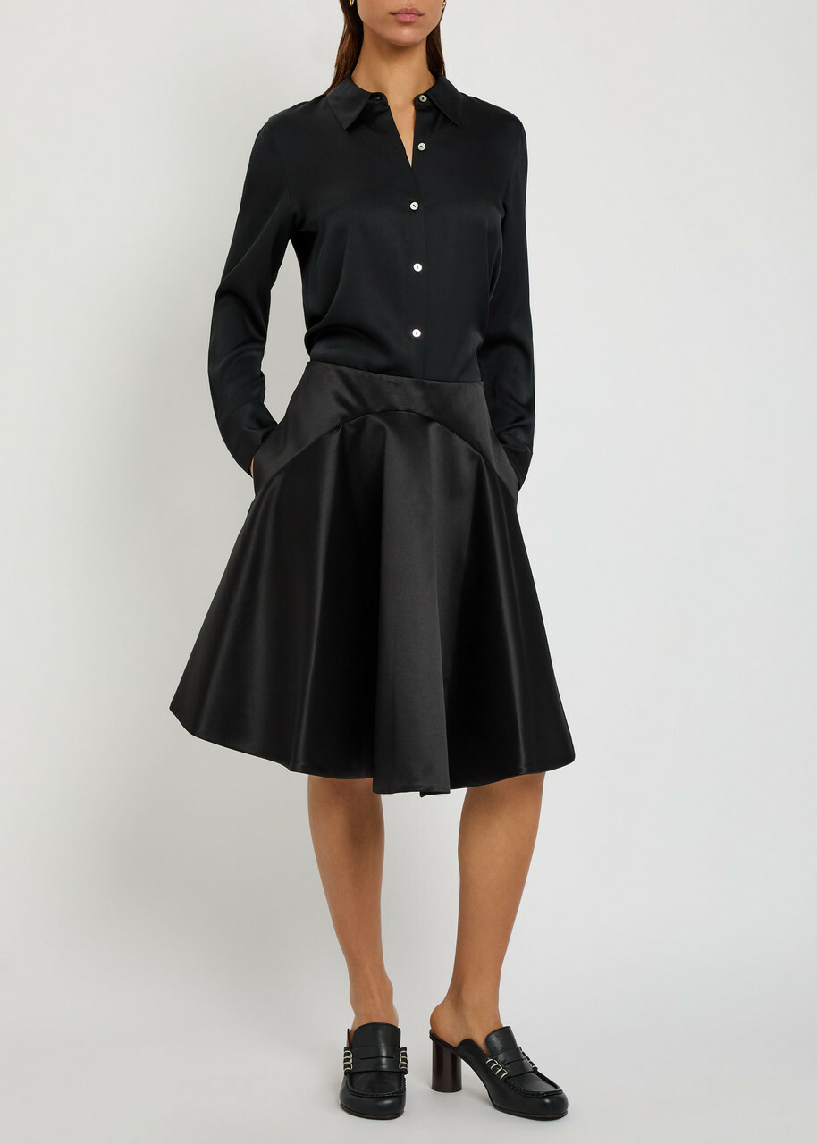 JW Anderson Asymmetric-hem Cotton and Silk-blend Mini Skirt Black