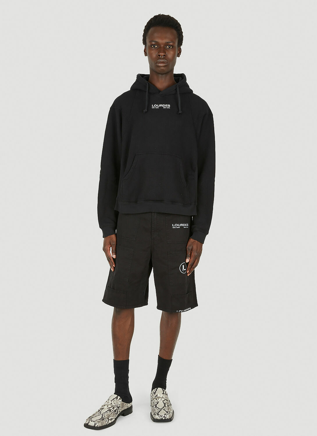 Lourdes Logo Print Cargo Shorts