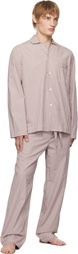Tekla Purple & White Poplin Long-Sleeved Pyjama Shirt