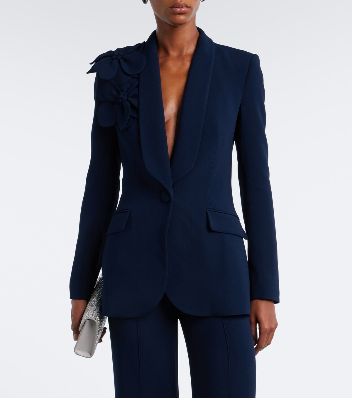 Elie Saab Floral-appliqué cady blazer