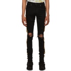 Amiri Black and Gold Glitter Track Jeans